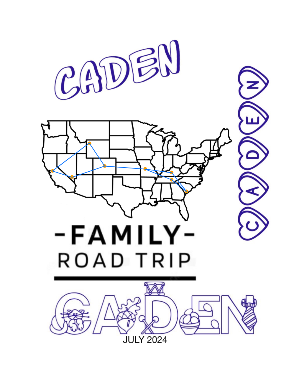 Caden's hand-drawn journal cover